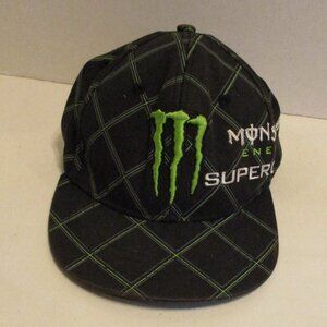Monster Energy Men Small Black Green White Graphic Fitted Hat